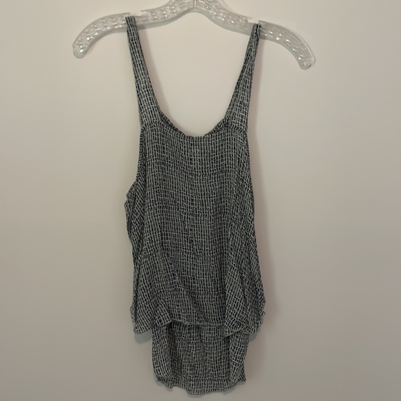 Free People Green and Navy Flowy Split Hem Tank - Picture 3 of 4
